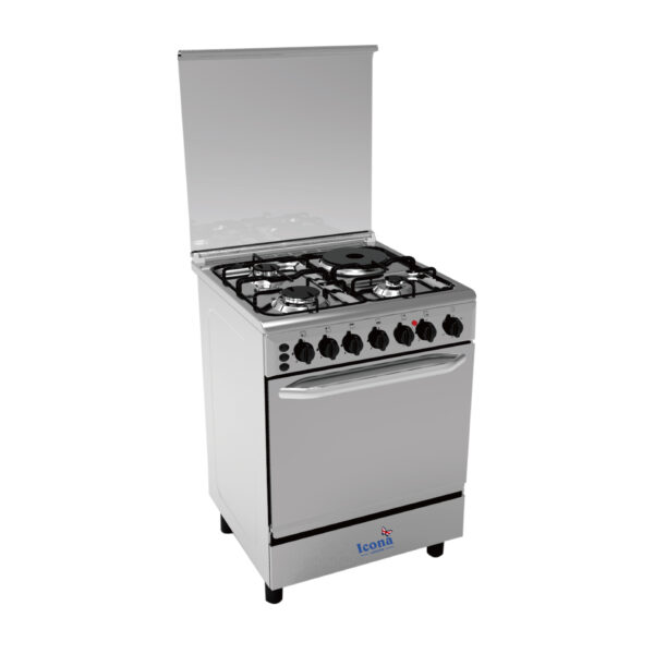Icona 4 Burner Automatic Ignition Premium Gas Cooker With Grill - Glass Top