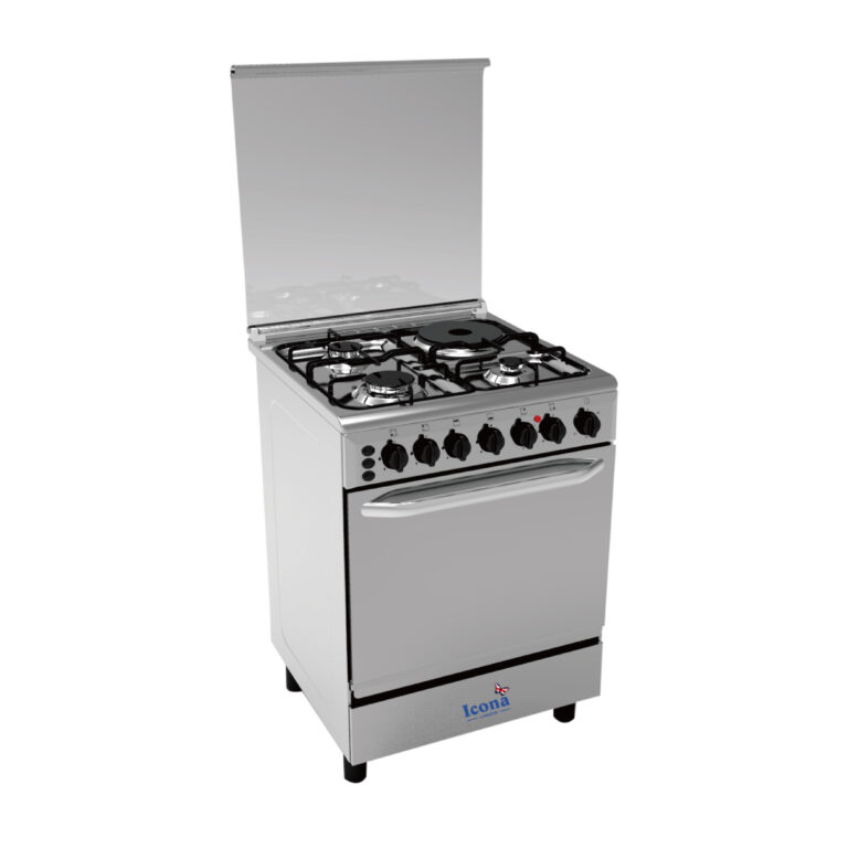 Icona 4 Burner Automatic Ignition Premium Gas Cooker With Grill - Glass Top