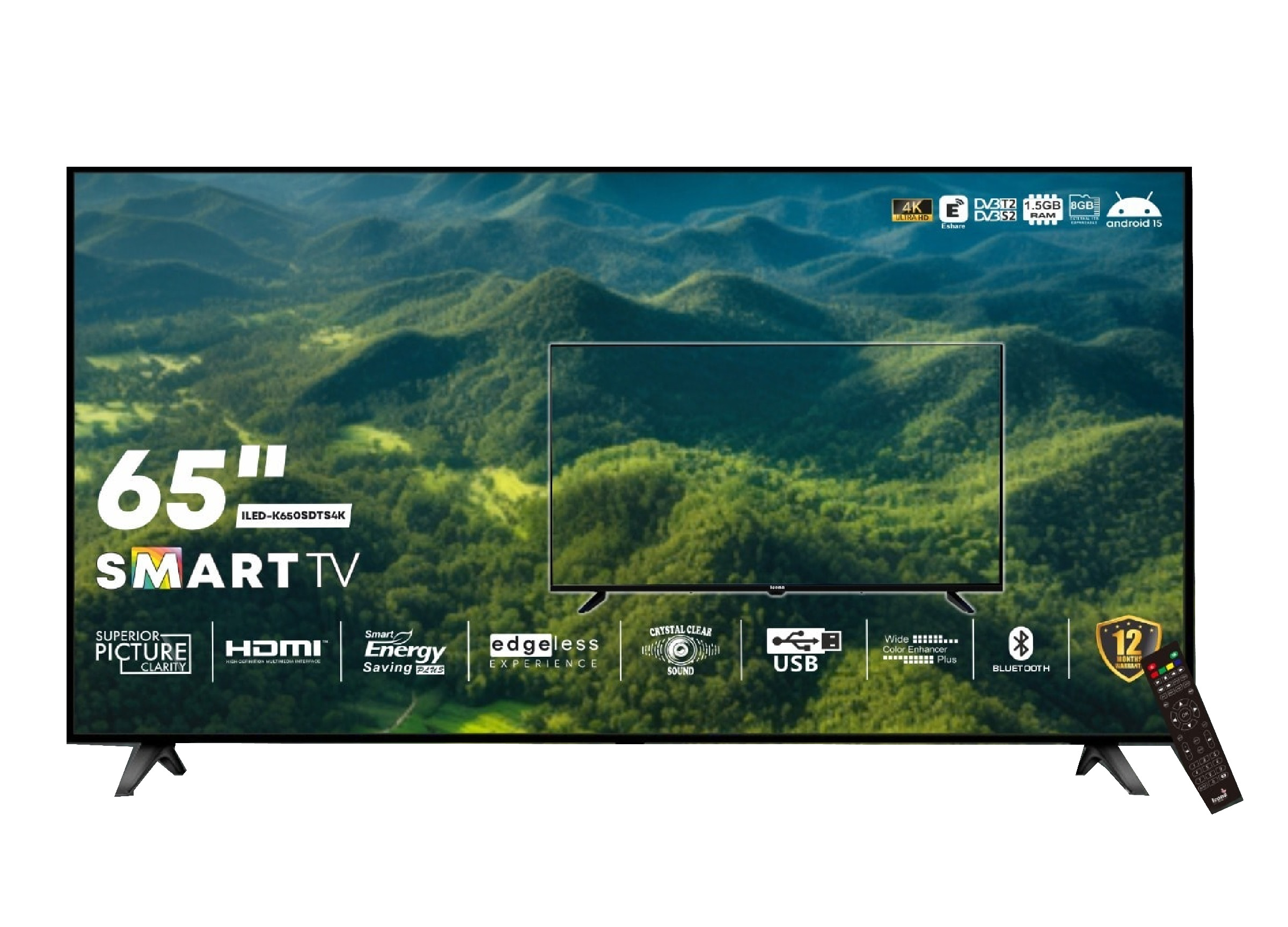 t1-01 ICONA 65" Edgeless Smart TV - Image 1